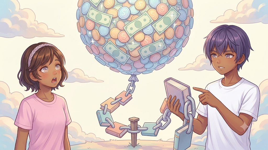 銀行のお金の創造を止める4つの制約のイラスト